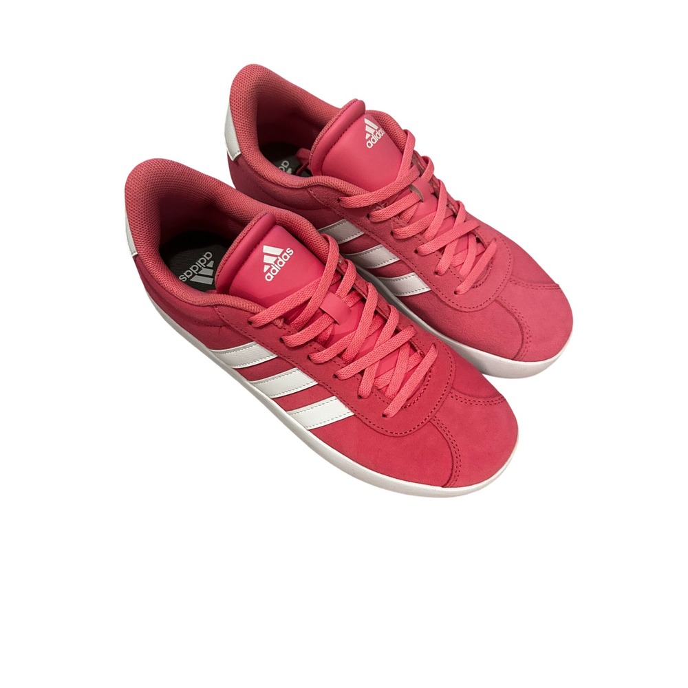 Adidas VL Court 3.0 Kids Sneakers Pink White Suede Low Top Size 5.5Y Womens7 - Picture 2 of 7